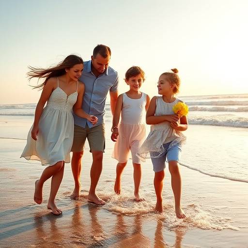 Children playing during a family photoshoot at the beach.