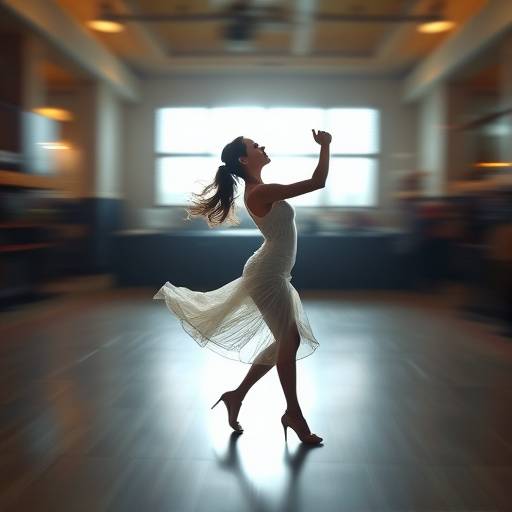 Creative portrait of a dancer in motion, showcasing their grace and athleticism against a blurred background.